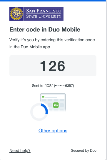 Screenshot of Duo Mobile Code